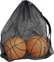 Sports Ball Bag Extra Large Drawstring Mesh Net Bag Sport Equipment Storage Bag Team Work Ball Bags with Adjustable Shoulder Strap for Soccer Football Volleyball Swimming Gear,30 x 40 in