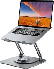 Laptop Stand for Desk, Adjustable Computer Stand with 360° Rotating Base, Ergonomic Laptop Riser for Collaborative Work, Foldable & Portable Laptop Stand, fits for All 10-17" Laptops