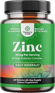Pure Zinc Supplement 50 mg - Zinc Immune System Booster and Natural Zinc Supplement for Mood Boost Heart Health Brain Support with Hair Skin and Nails Vitamins - Zinc 50mg Immune Support Supplement