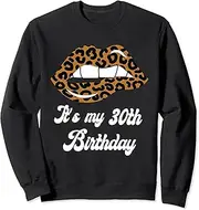 [X.Style] It's My 30th Birthday Leopard Lips Birthday for Women Sweatshirt ds1174 Sweater (2XL) Black