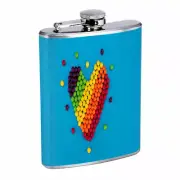Candy Heart Em1 Flask 8oz Stainless Steel Hip Drinking Whiskey
