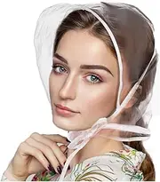 [IYWISH] Women Lady Waterproof Rain Bonnet with Visor Clear Water Proof Rain Scarf Plastic Rain Hats Bonnet Rain Scarf Rain Wear Rain Bonnet Rain Cap Bucket Hat Hiking Safari Cap, White, Medium-Large