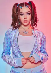 [Sugar Thrillz] Loyal Maneater Velour Track Jacket-Blue