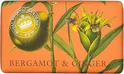 The English Soap Company Royal Botanical Gardens Kew Wrapped Soap Bar, Bergamot Shea Butter Soap Bar, Moisturising Soap Bar for Face and Body, Bergamot and Ginger Scent 240g
