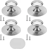 WELANE Self Adhesive Cabinet Knobs, 4 PCS Round Stainless Steel Door Knob for Kitchen, Bathroom, Dresser Drawers (Silver, 25mm / 1in)