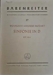 Mozart Symphony in D K 141a Bärenreiter Study Score NEW