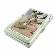 Vintage Illustration Keep Smiling Frog Cigarette Case w/lighter ID Holder Wallet