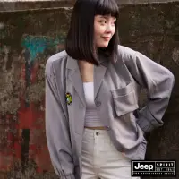 在飛比找momo購物網優惠-【JEEP】女裝 輕薄舒適休閒短版外套(灰色)