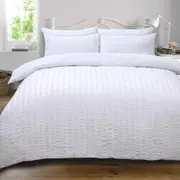White Seersucker Design Quilt/Doona/Duvet Cover Set