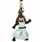 Prada Trick Pelle Felce Blue Dress Jasmine Doll Keyring Key Handbag Charm NEW