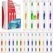 GEPER 50PCS Individually Wrapped Bulk Toothbrush Pack, Soft Toothbrushes for Adults Kids, Travel Toothbrush Disposable Toothbrushes, Soft Bristle Toiletries Pack for Travel, Hotel, Guests, Donation
