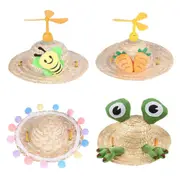 Pet Straw Hat Bamboo Dragonfly Cat And Dog Headwear Puppy Sun Hat Decoration