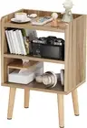 Modern Bedside Tables, Mid Century Nightstands with Open Storage Shelf, Wood Bed