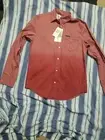 New Men's Small Calvin Klein Shirt Red Ombre Plaid L/S Button-Down $79.50 NWT