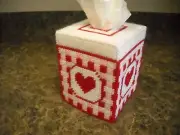TISSUE BOX COVER - COUNTRY HEARTS - Plastic Canvas