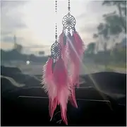 Wind Chimes 1pcs Car Pendant Hanging Decor Dream Catcher Feathers Handmade Wall Car Ornament Craft Home Decoration Wind Chime Wind Chimes Outdoor (Size : Pink)