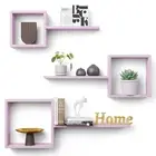 Wooden Square Floating Shelves Wall Mount, Floating Cube Pink Hexagon Shelves
