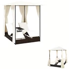 Double Sun Lounger with Curtains Sofa Patio Day Bed Garden Outdoor Rattan vidaXL
