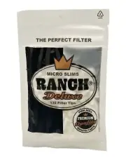 Ranch Deluxe Black Micro Slim Cigarette Filters, 1 Bag of 130 Filter Tips