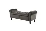 Storage Ottoman Stool Arm Bench Seat 132cm Velvet GREY