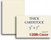 Thick & Heavy Cardstock - 120lb Cover - 5" x 7" Natural Cream - 325gsm 15pt Thick Paper - Index, Flash & Post Card Stock (40 Pack)