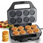 Mini Waffle Maker for Kids, Bake 8 x 1.8 Inch Tiny Waffle Bites, Compact Stai...