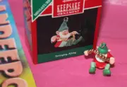 Vintage Hallmark Keepsake Miniature Stringing Along Holiday Ornament 1990