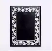 3'x2' Black Mosaic Coffee Center Marble Table Top Inlay pietra dura Decor h1