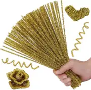 100Pcs Pipe Cleaners, Glitter Yellow Pipe Cleaners Craft Supplies,Chenille Stems