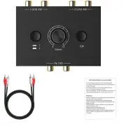 New 1 In 2 Out Bi-Directional RCA Stereo Audio Switch With Mute Button