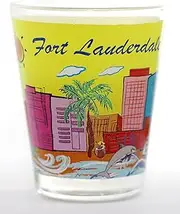 Fort Lauderdale Florida Yellow Handpainted Shot Glass