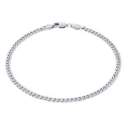14K White Gold Solid 3.5mm Miami Cuban Link Chain Bracelet 7" 7.5" 8" 8.5" 9"