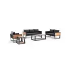 Corfu 3+2+1 Aluminium & Teak Lounge with Coffee Table & Side Table with