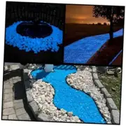 Glow in The Dark Rocks Outdoor, 500 pcs Glow Rocks for Landscaping, 500pcs Blue