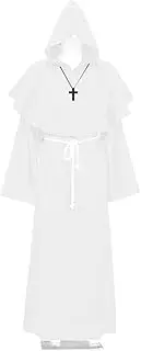 Costume Bay Men’s Full-Length Gothic Hooded Robe for Medieval Costumes, Perfect for Renaissance Fairs, Halloween, Vampire, LARP, Steampunk, and Cosplay Events