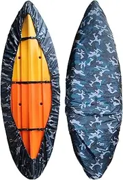Kayak Cover Waterproof UV Resistant Kayak Cover Outdoor Kayak Storage Dust Cover for Boat Kayak Canoe SUP Paddleboard Blue Camouflage S for Kayak Length 2.6-3.0M
