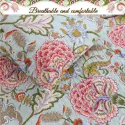 BEAUTIFUL TROPICAL COTTAGE BLUE GREEN RED PINK LEAF PALM BOHEMIAN BOHO QUILT SET