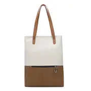 GGP Beige And Brown Canvas Tote Bag For Women Multi Use Shoulder Handbag & Backpack, Large Capacity, 30X10X40Cm