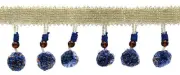 Beaded Tassel Fringe Trim with Pompom Ball, Color# VL09 [Sold By The Yard]