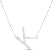 [JewelryWeb] 925 Sterling Silver K Letter Name Personalized Monogram Initial Necklace With Lobster Clasp Adjustable To 41 Centimeters 1.5mm Chain width 46 Centimeters Chain-Necklace for Women and Men