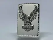 Zippo Harley Davidson Bald Eagle Silver Ibushi Metal Double-Sided Corner Cut