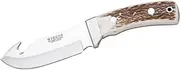Skinning Knife Joker OSO D CC55 with Deer Horn Handle, 12 cm MOVA Blade, with Brown Leather Sheath, Tool for Fishing, Hiking, Camping and Hiking