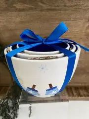 New Set of 3 Nesting Bowls - Snowflake & Winter Mitten Holiday Christmas Design