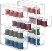 ELLDOO 2 Pcs Coffee Pod Holder with 4 Drawers, Acrylic Coffee Pod Organizer for