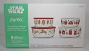 Pyrex Food Storage Set Star Wars Christmas Red White Lids Clear 8 Pieces