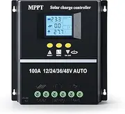 100A MPPT Solar Charge Controller, LCD Display Solar Panel Battery Regulator, 12V 24V 36V 48V Solar Battery Intelligent Regulator for Lead Acid