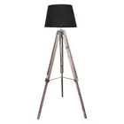 Sarantino Timber Wood Tripod Floor Lamp Light Adjustable Height Black