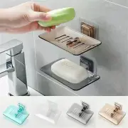 Single Soap Holder Wall-Mounted Rack Layer Soap Dish Drain Suction Bathroom
