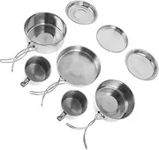 BESPORTBLE Stainless Steel Camping Cookware Set Compact Lightweight for Outdoor Activities Picnic Hiking