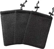 uxcell Nylon Mesh Drawstring Bag, 5 x 3.5 Inch Small Storage Pouch String Bags for Mini Stuff MP3 Charger Earphone Key, 3pcs Travel Kit Organizer for Lipstick Cosmetic Jewelry, Black